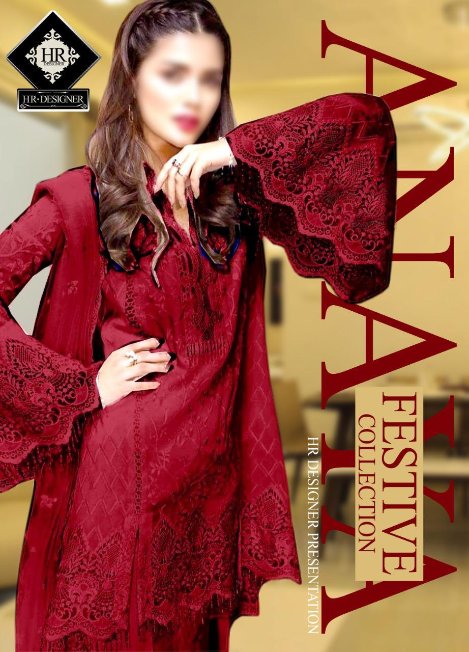 ANAYA LUXURY FORMAL COLLECTION NET EMBROIDERED RED SUIT